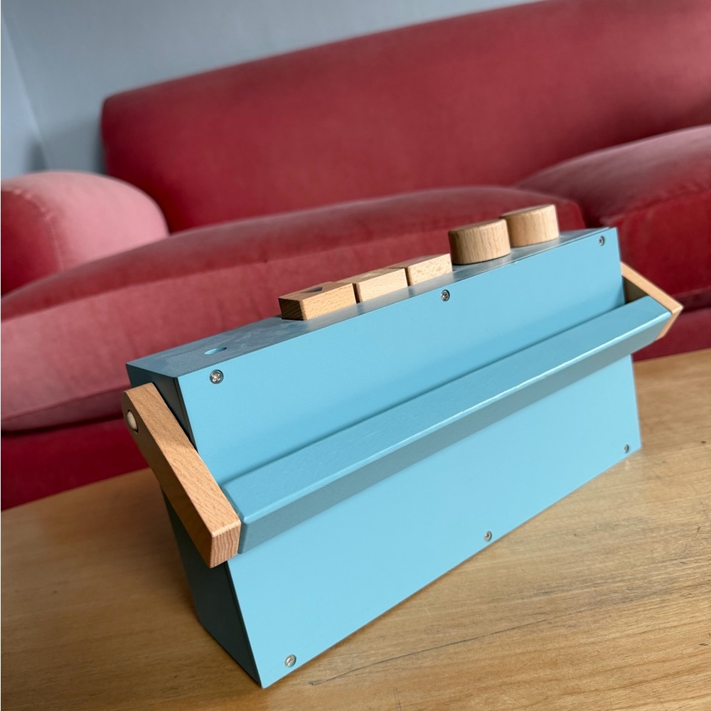 Kiko & gg Retro Wooden Radio Toy in blue. records your voice and plays it back - Picture 3 of 7